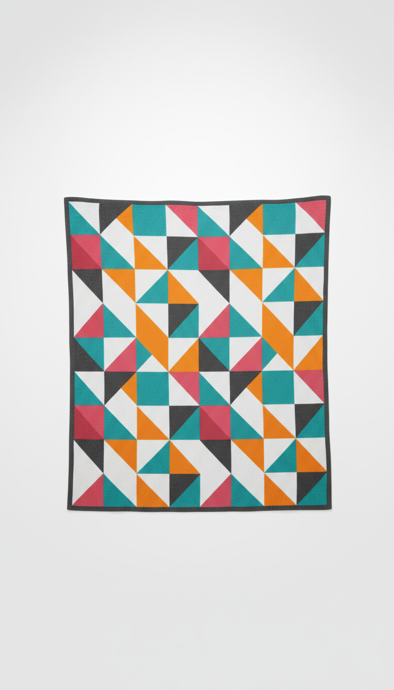 Geometric Knit Blanket in Graphite and White